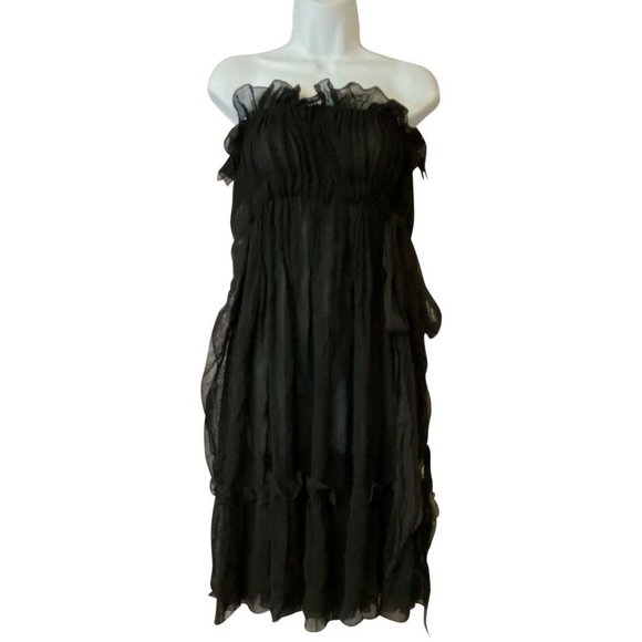 Lanvin Black Ete Strapless 36 Night Out Dress